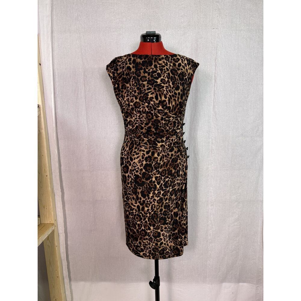 JONES NEW YORK DRESS Brown/Beige Animal Print Sleeveless Maxi Dress Sz 6 D225